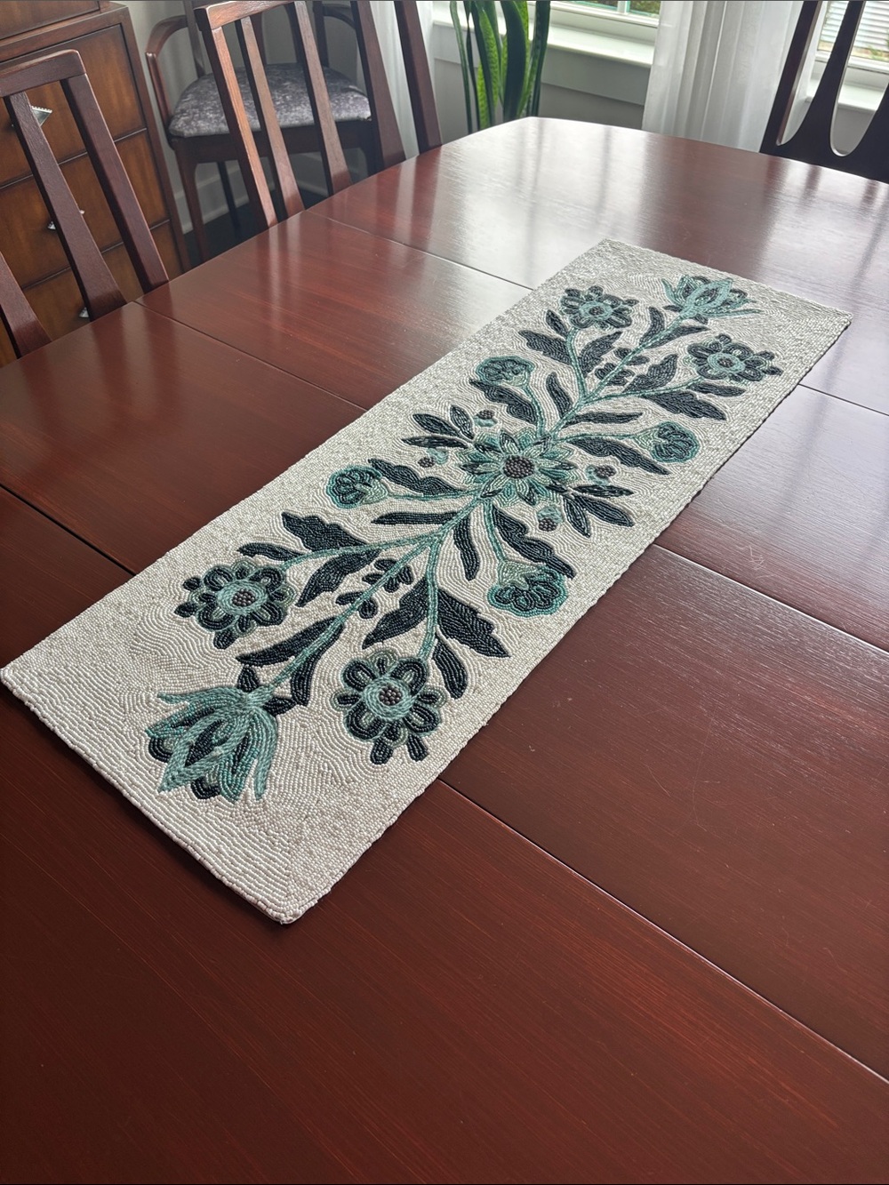 At Home Handcrafted Beaded Table Runner